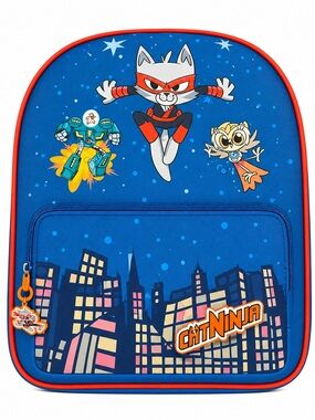 Epic Cat Ninja Backpack Kids School Bag Cartoon Blue Red 16x13 New